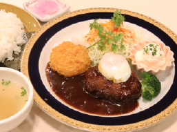 E.松阪牛ハンバーグ・蟹クリームコロッケ