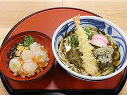 北海てこね寿司と海老天とろろ昆布うどん