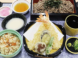 大海老天ぷらざるそばセット