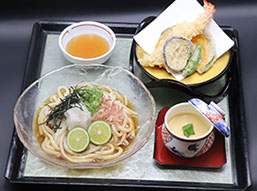酢橘うどんと大海老天ぷらセット